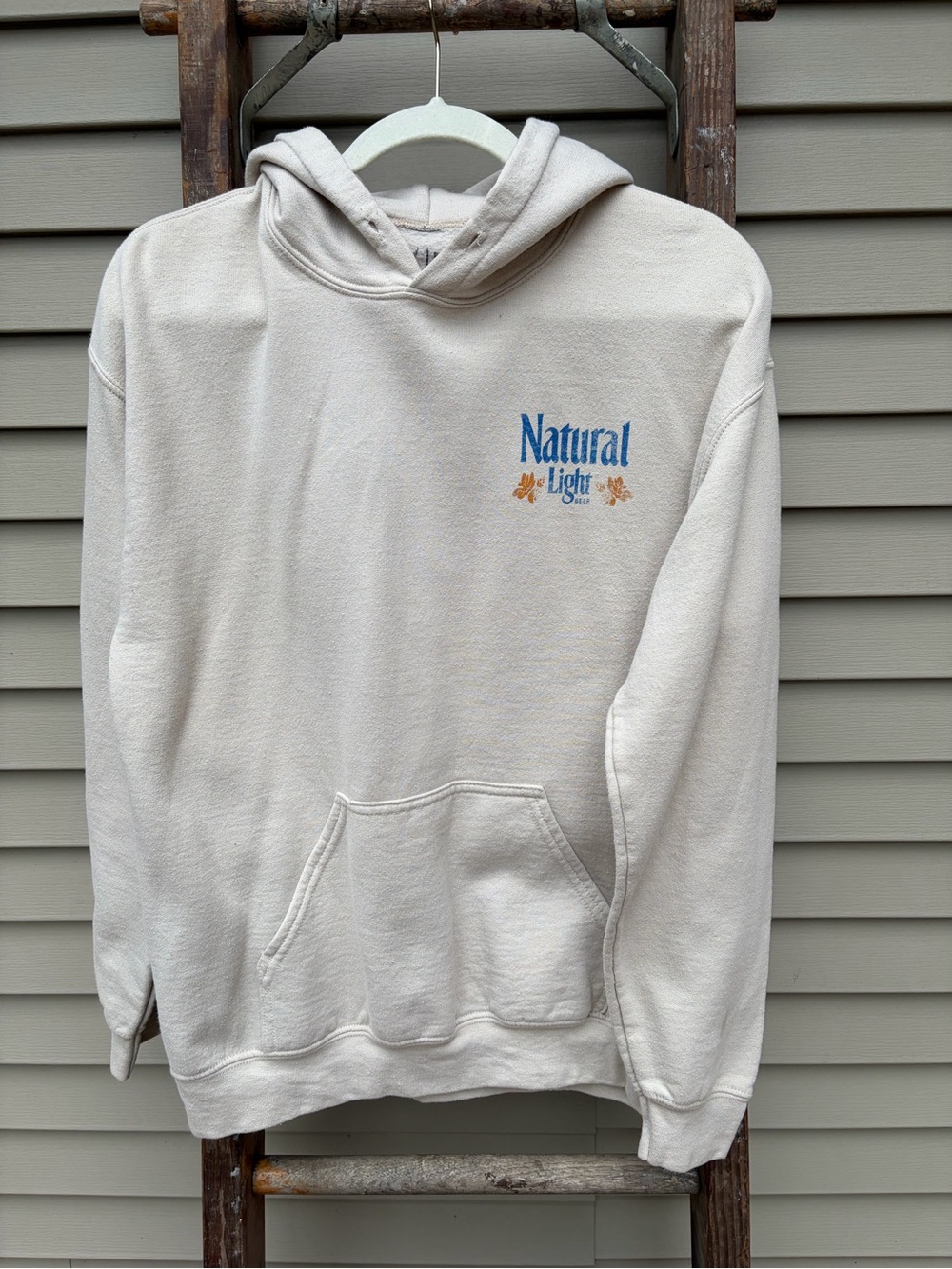 Natural Light Cream Pullover Hoodie with Logo